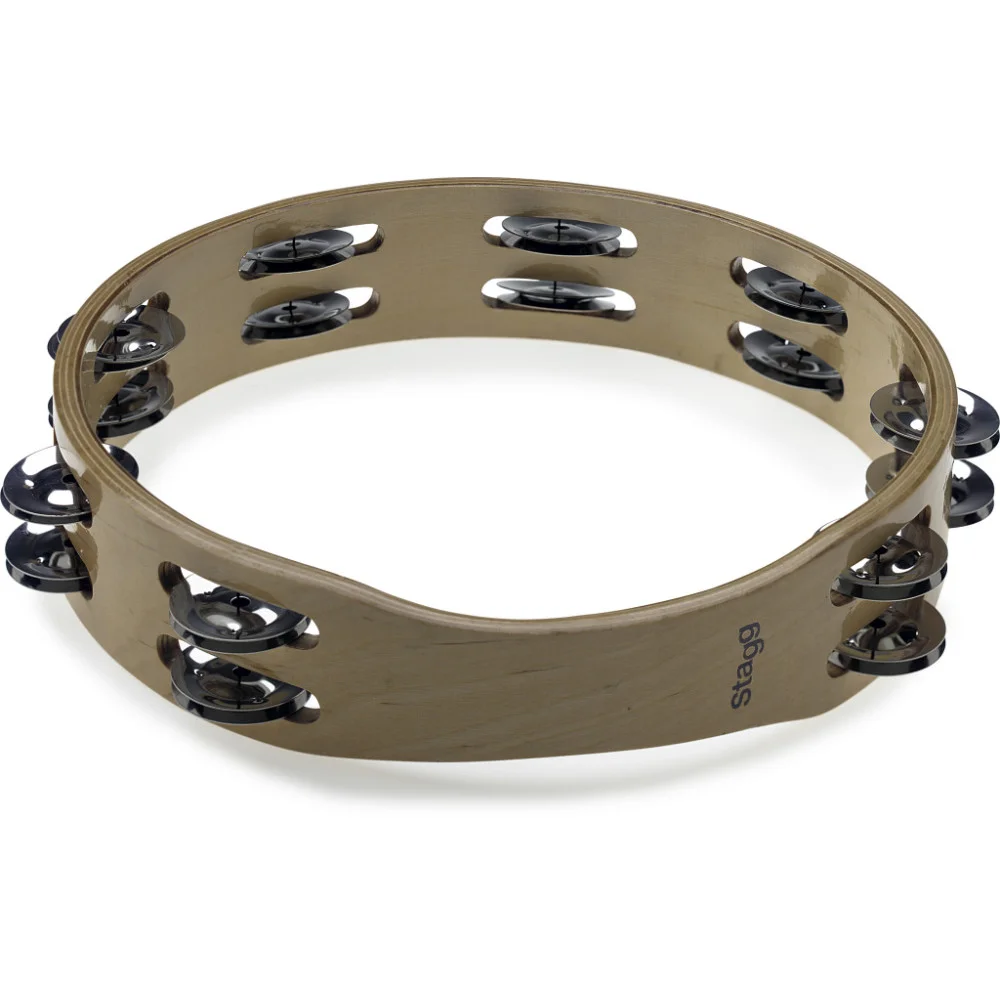 Tambourin en bois sans peau 10", 2 rangées de cymbalettes | Green Musicians