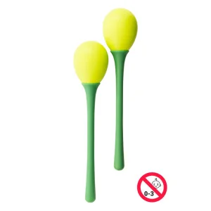 Par de maracas huevo de plástico con mango largo - Verde | Green Musicians
