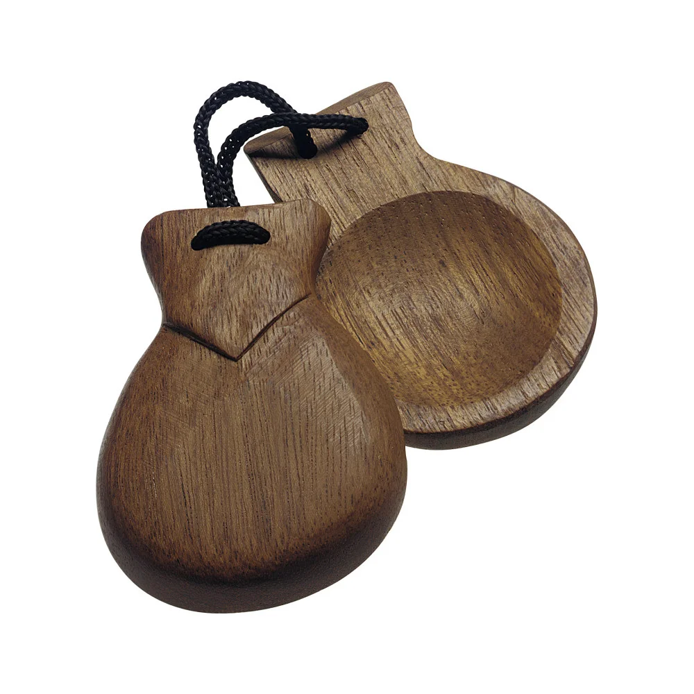 Paire de castagnettes en bois Padouk - Instrument à percussion traditionnel