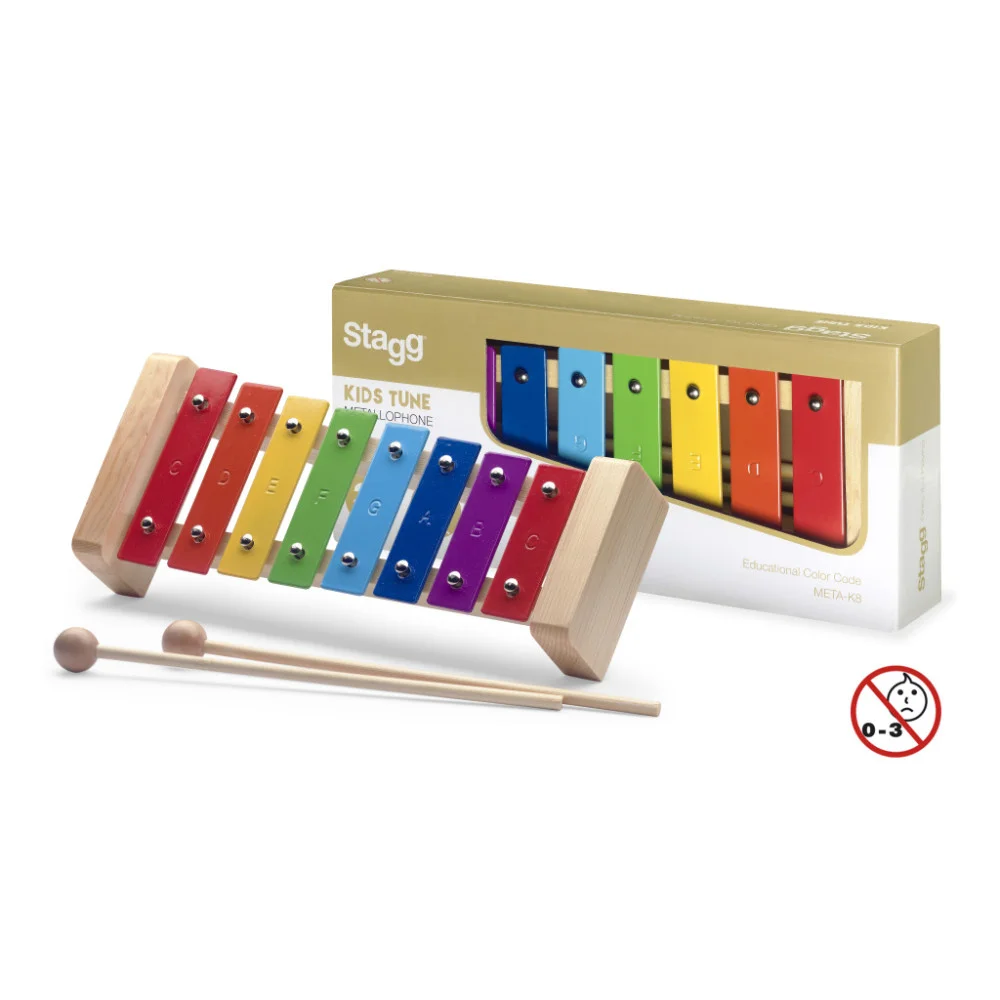 Metallophon mit 8 bunten Klangplatten | Perkussionsinstrument für Kinder ab 3 Jahren