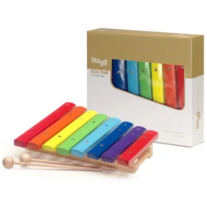 Xilófono de 8 láminas multicolores con dos baquetas de madera - Green Musicians