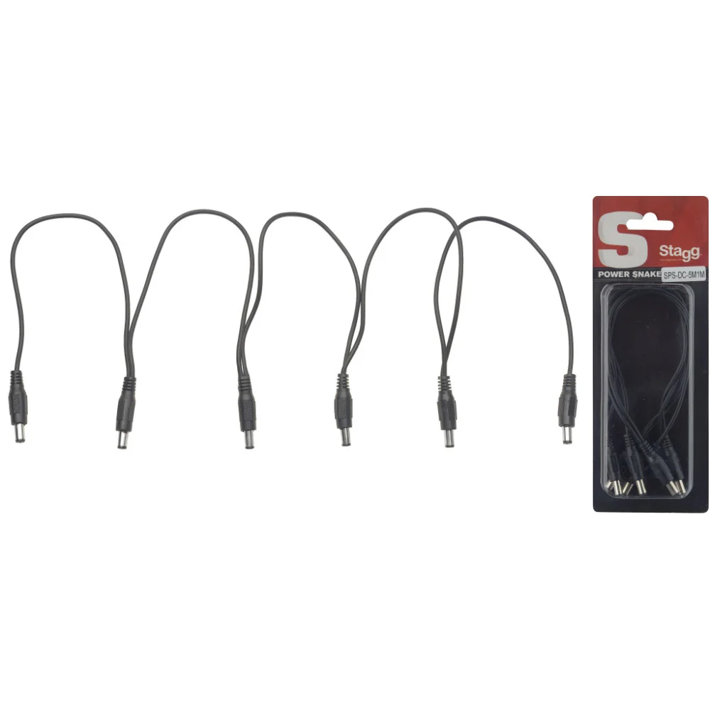 Câble d'alimentation pour 5 pédales d'effets DC/DC (m/m) noir - Green Musicians