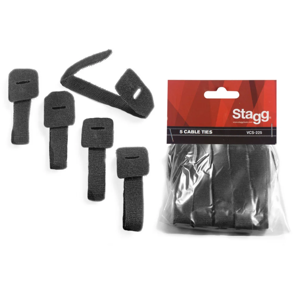 Lot de 5 attaches pour câbles noires 22,5 cm - Organisation et rangement