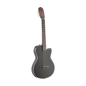 Guitare classique électrique 4/4 pan coupé avec corps plein massif, noire