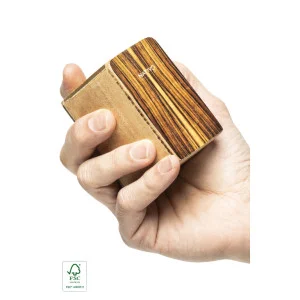 Mini cajon shaker, panneau avant brun - Instrument de percussion compact en chêne