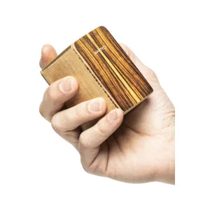 Mini cajón shaker, panel frontal marrón - Instrumento de percusión compacto de roble
