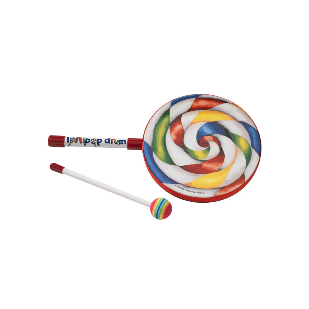 Tambor Lollipop 1"x8" con baqueta de tela para niños - Green Musicians