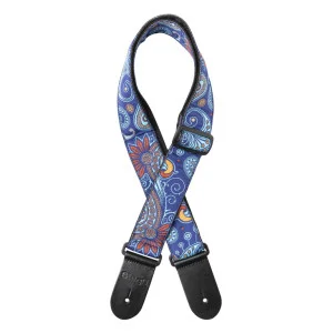 Correa de nailon tejido con estampado paisley 2 azul para guitarra | Green Musicians