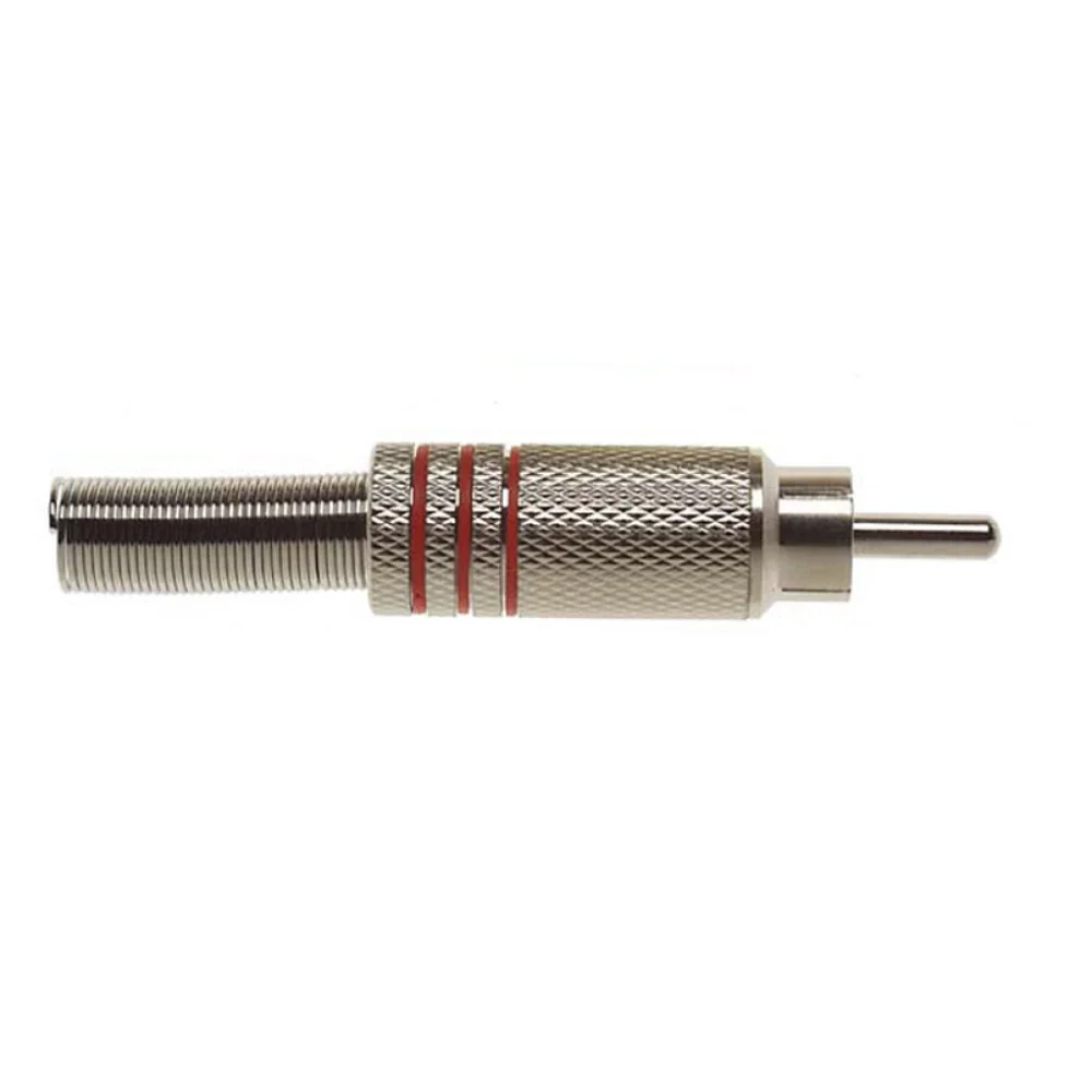 Vernickelter RCA-Stecker (männlich) mit rotem Ring - Audio-/Video-Verbindungstechnik | Green Musicians