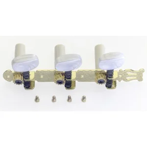 Clavijas estándar 3 x 3 para guitarra clásica - Acabado dorado, botones blancos | Green Musicians
