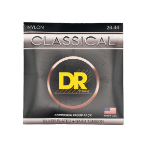 DR, CLASSICAL NYLON* Cuerdas de nailon con baño de plata para guitarra clásica: Tensión fuerte 28-44