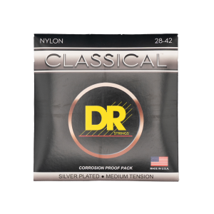 DR, CLASSICAL NYLON* Cuerdas de nailon plateado para guitarra clásica: Tensión media 28-42