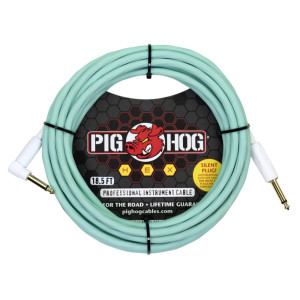 Pig Hog Hex Series Cable Silencioso 5,67 m / 18,6 pies Verde Espuma de Mar, conector en ángulo