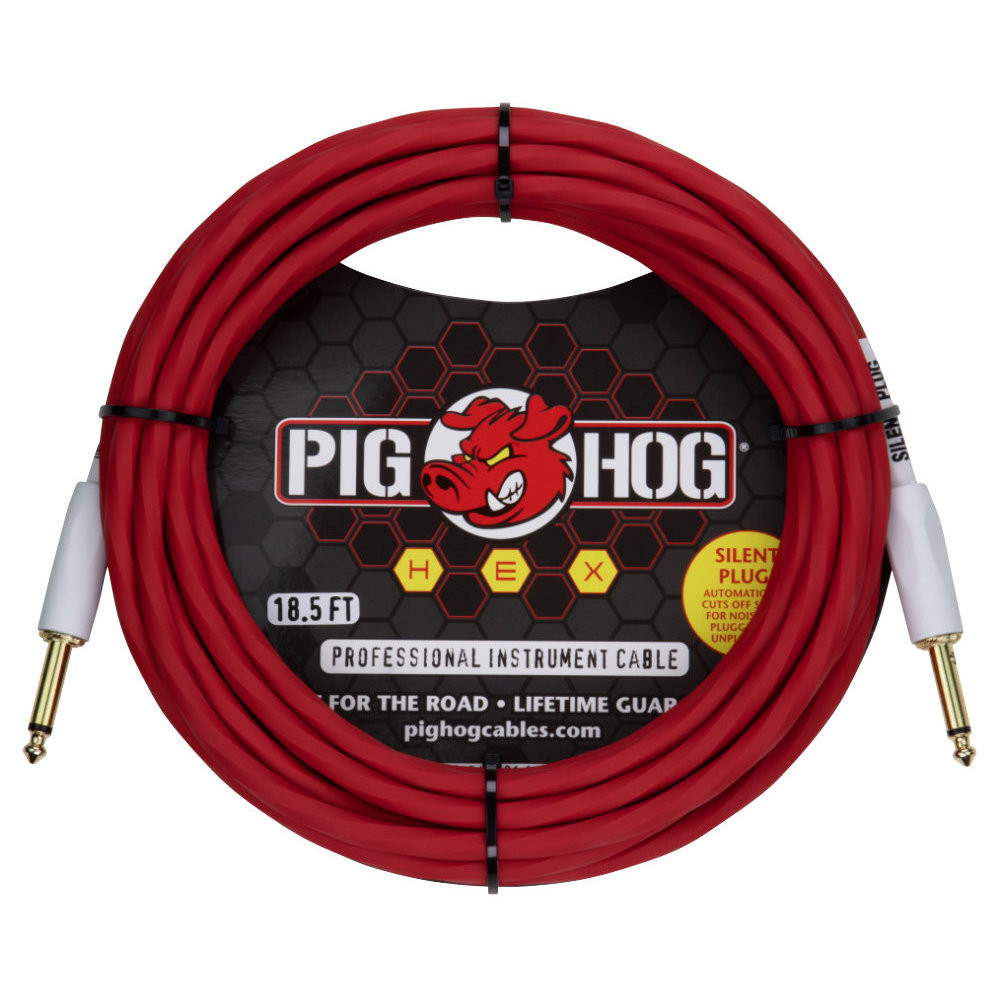 Câble silencieux Pig Hog Hex Series 5,67 m/18,6 pi Rouge Candy Apple