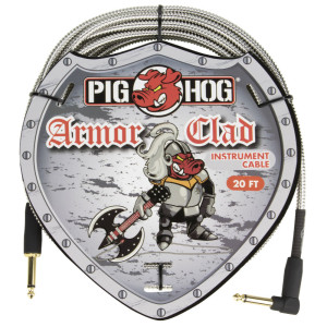 Pig Hog Armor Clad Câble d'instrument, 6m/20ft, fiche coudée