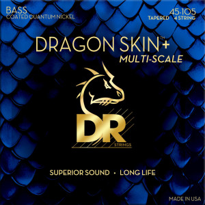 DR, DRAGON SKIN+ Quantum Nickel Cordes pour Basse : Medium 45-105, Multi-Scale