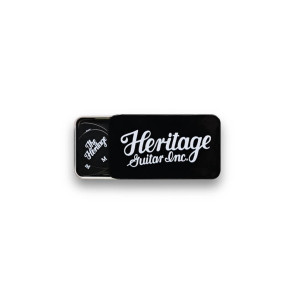 Heritage, Guitars púa de guitarra vintage de celuloide negro, forma 347, Medium, 12 uds. en estuche de estaño