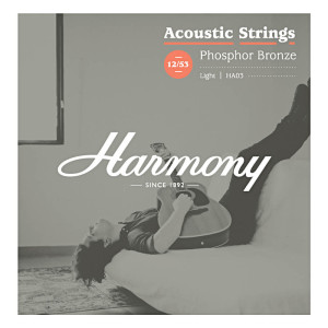 Harmony, HA03 cordes de guitare acoustique en bronze phosphoreux, tirant léger, 12/53
