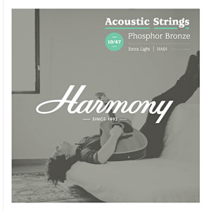 Harmony, HA01 Cuerdas de guitarra acústica de bronce fosforado, extra ligeras, 10/47