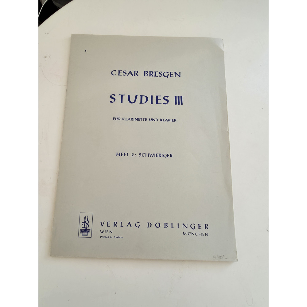 César Bresgen Studies Iii - clarinette et piano  - Heft 2 : Schwieriger