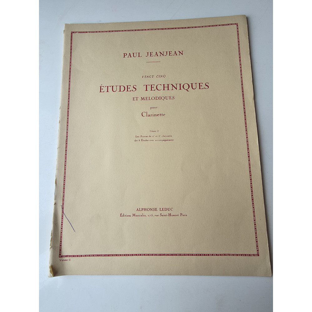 Paul Jeanjean - Études Techniques Et Mélodiques Pour Clarinette - Vol Ii : Parties De 2e Et 3e Clarinette