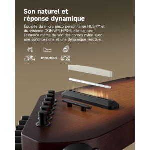 DONNER HUSH-C Nylon Travel Guitar Black