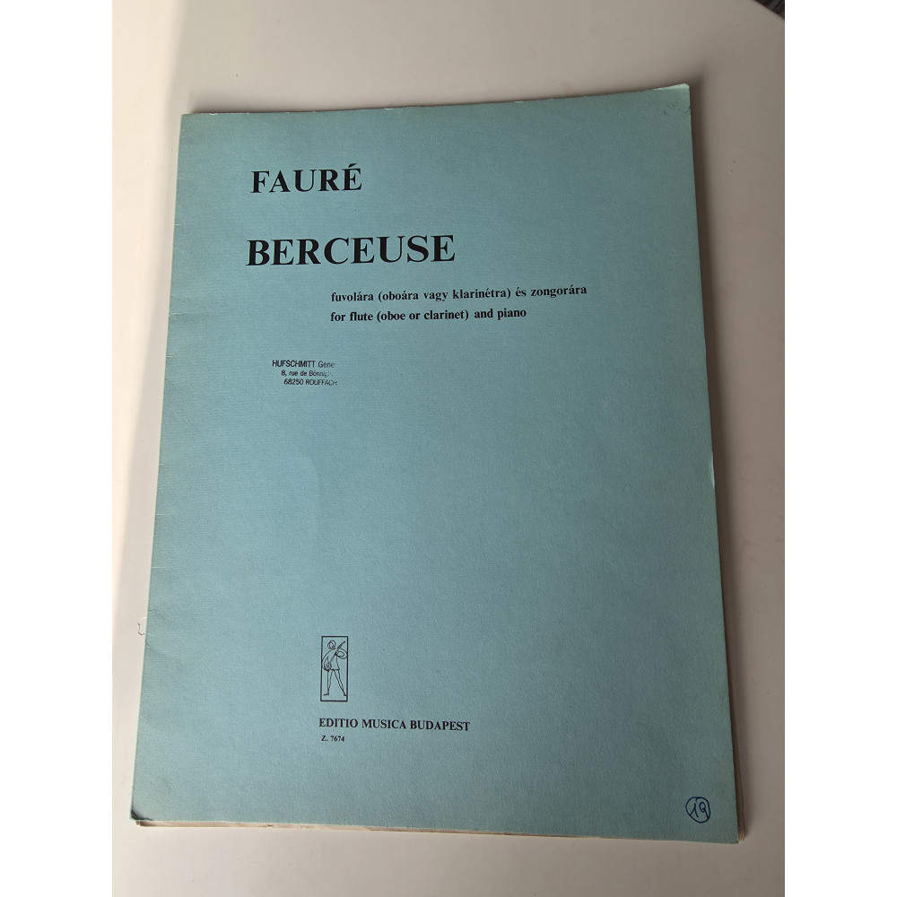 Fauré, Berceuse Pour Flûte Ou Hautbois Et Piano