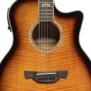 Serie Noble: guitarra electroacústica mini-jumbo de arce ondulado Crafter