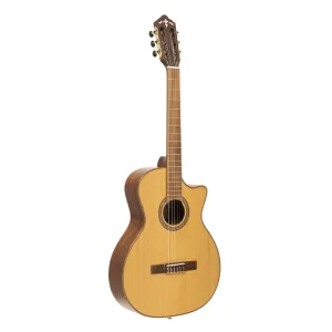 Guitarra híbrida clásico-eléctrica con cutaway y tapa de cedro macizo