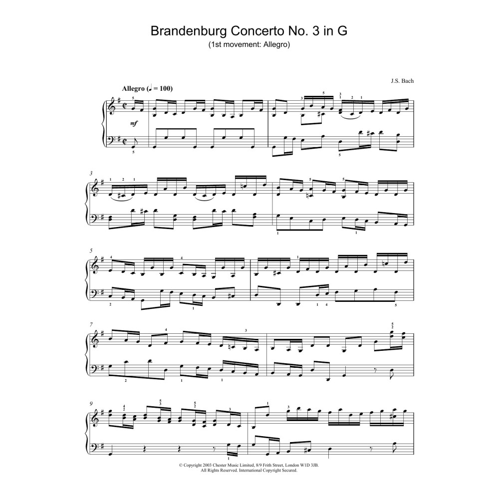 Brandenburg Concerto No. 3 in G (1st movement: Allegro)