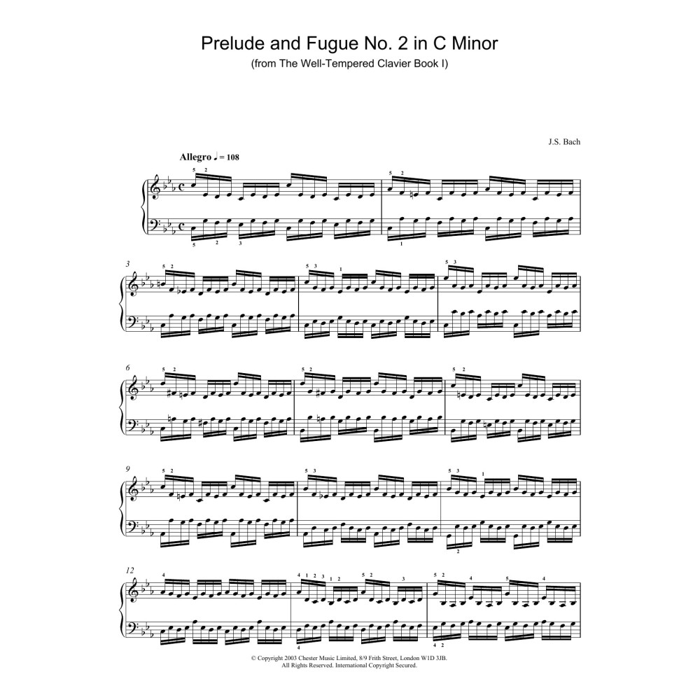 Prelude and Fugue No.2 in C Minor (from The Well-Tempered Clavier, Bk.1)