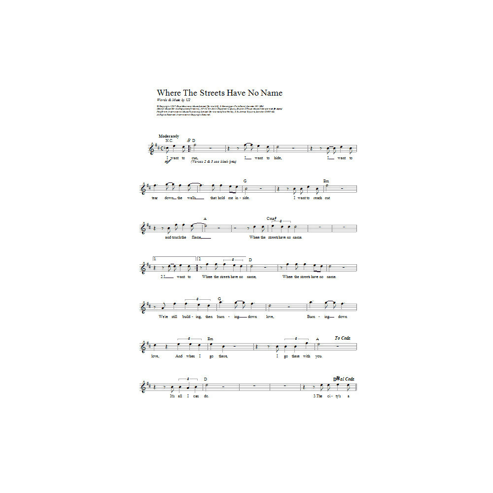 Where The Streets Have No Name