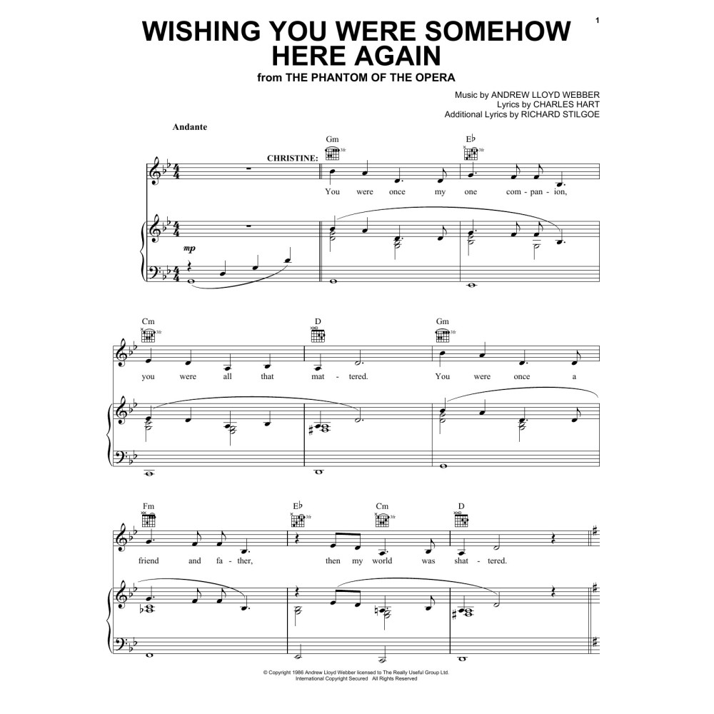 Wishing You Were Somehow Here Again (from The Phantom Of The Opera)