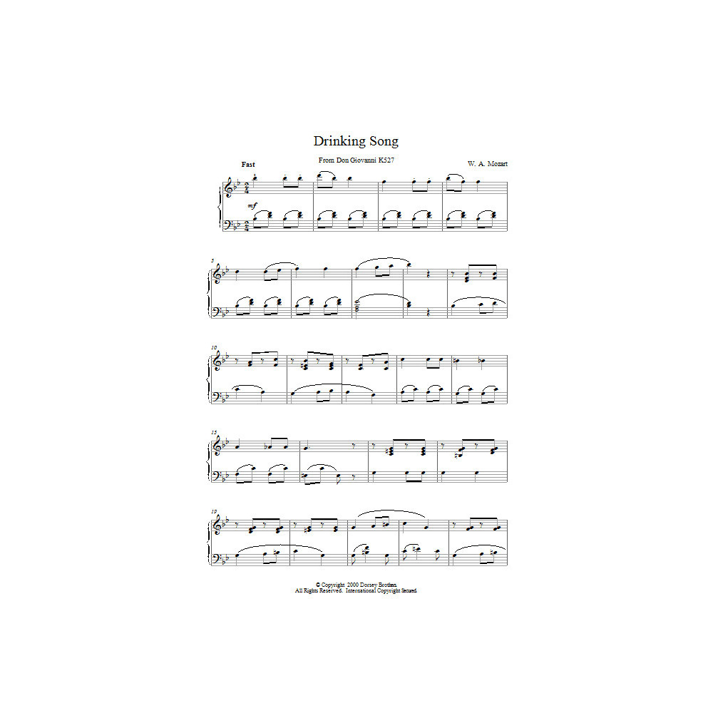 Drinking Song From Don Giovanni K527