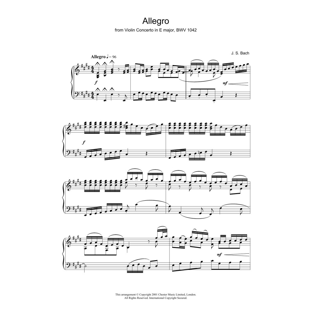 Allegro Aus dem Violinkonzert in E-Dur, Bwv 1042