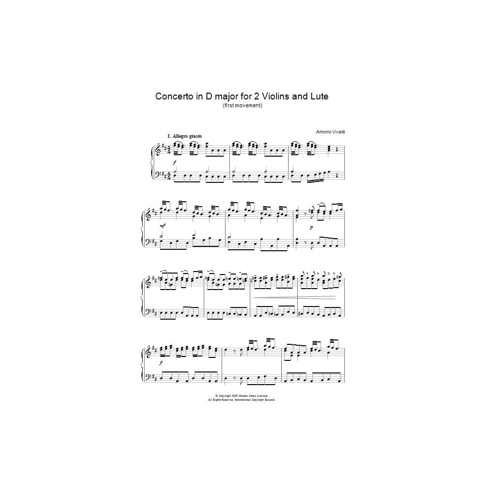 Concerto in D major for 2 Violins and Lute (first movement)