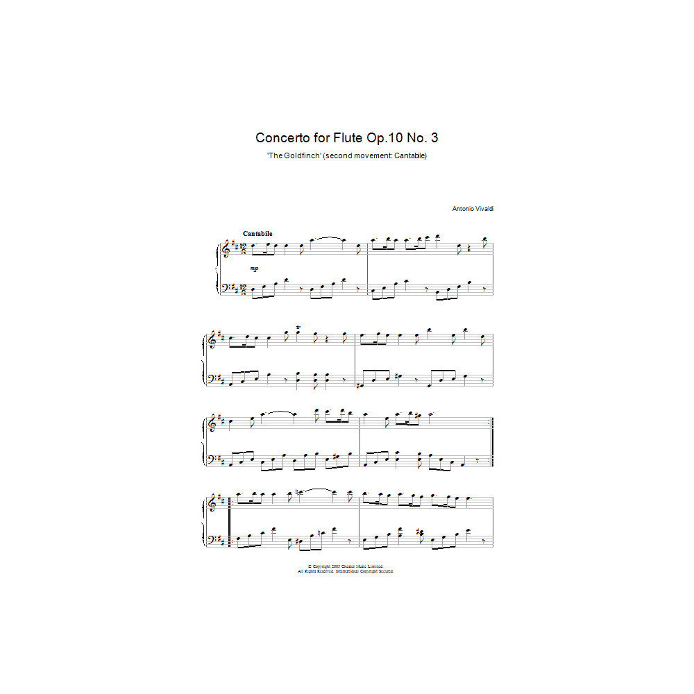 Concerto for Flute Op.10, No.3 'The Goldfinch' (2nd Movement: Cantabile)