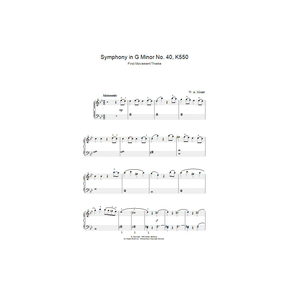First Movement Theme from Symphony in G Minor No.40 K550