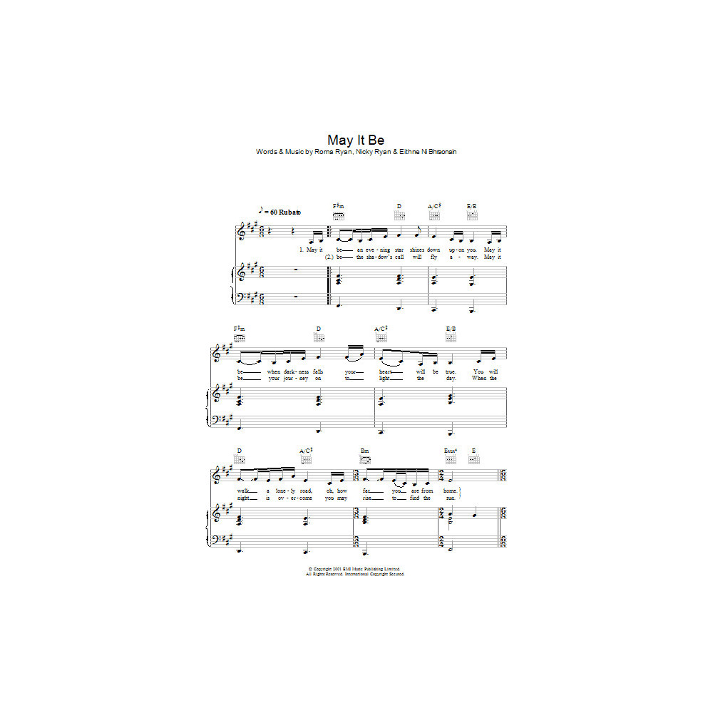 May It Be (from Lord Of The Rings: The Fellowship Of The Ring)