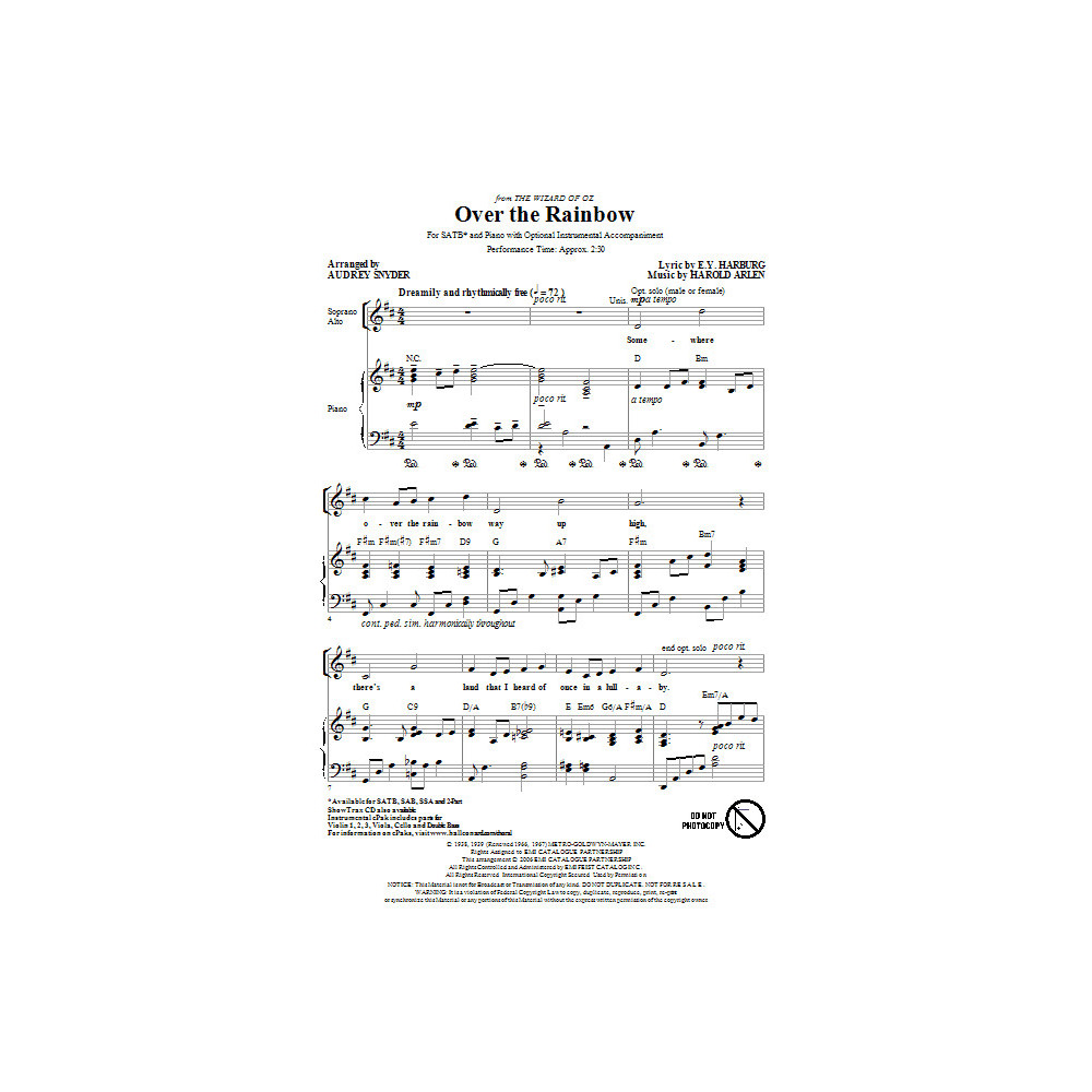 Over The Rainbow (arr. Audrey Snyder)