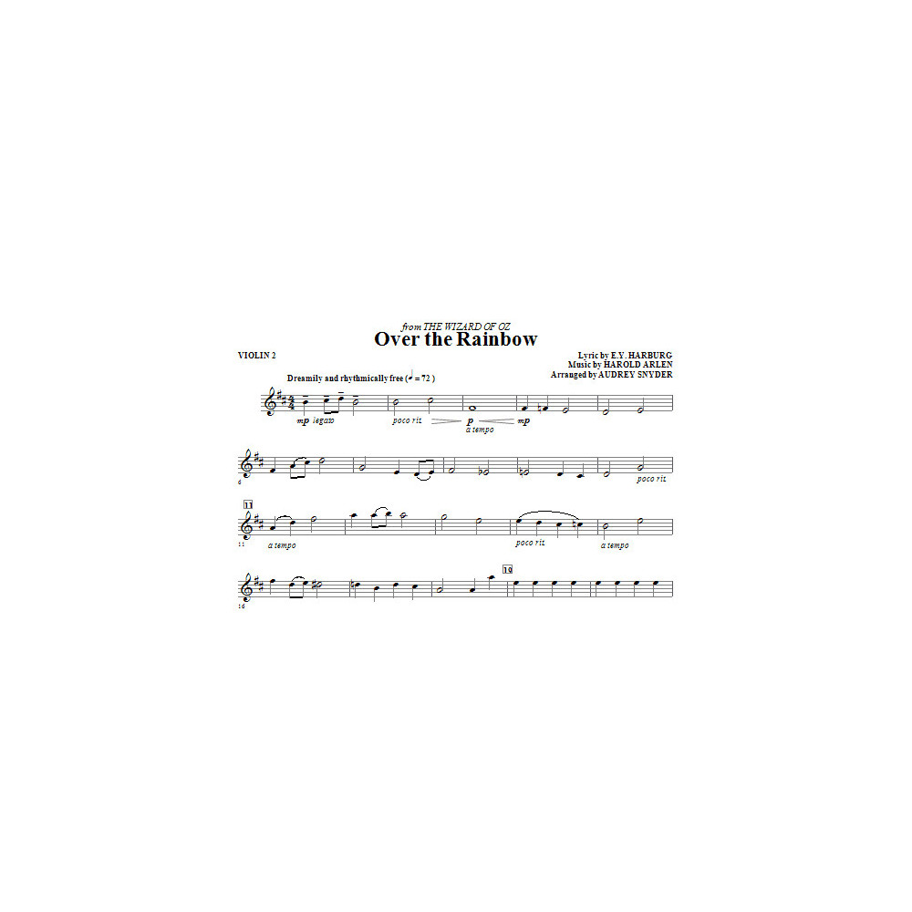 Over The Rainbow - Violin 2
