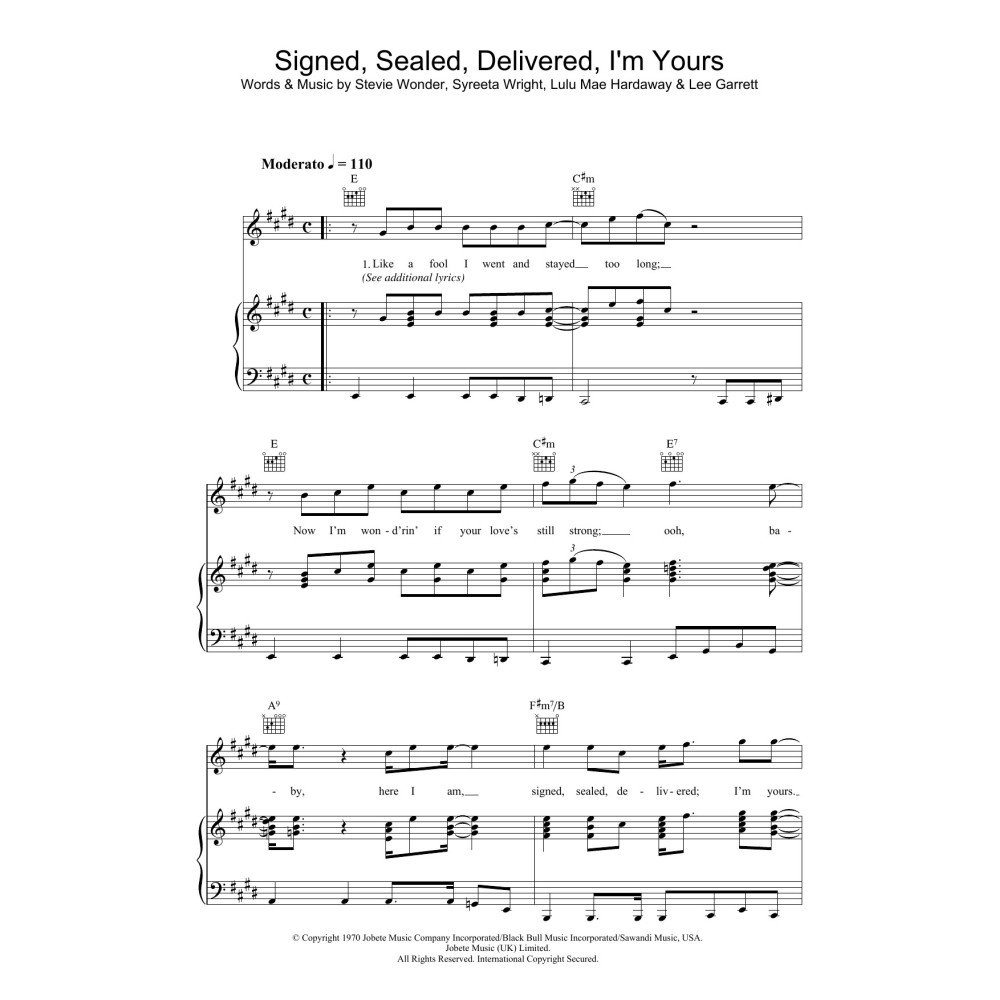 Signed, Sealed, Delivered I'm Yours