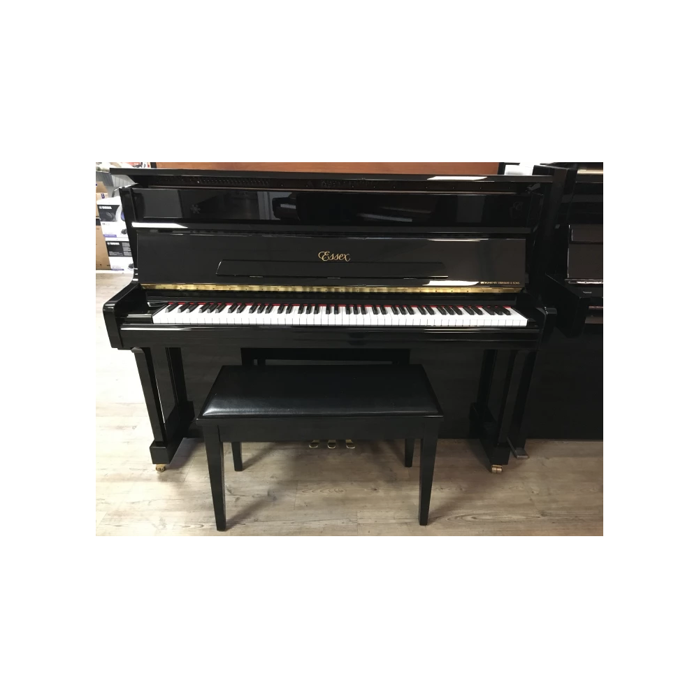 Piano droit ESSEX EUP-111 laqué noir avec banquette coffre