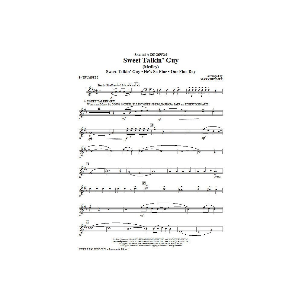 Sweet Talkin' Guy - Music Of The Chiffons (Medley) - Bb Trumpet 2