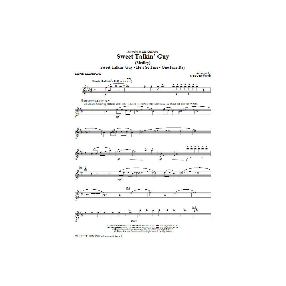 Sweet Talkin' Guy - Music Of The Chiffons (Medley) - Tenor Sax
