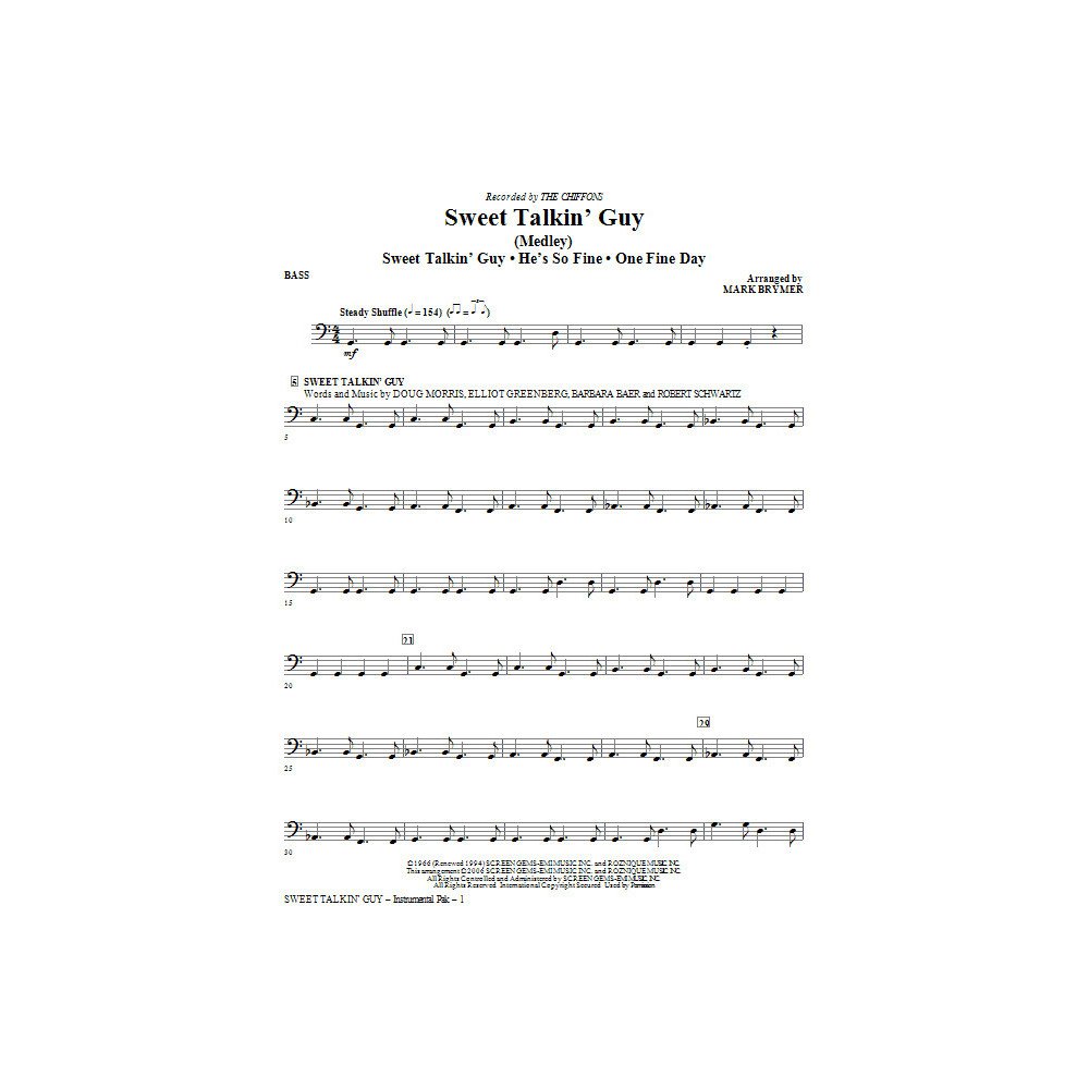 Sweet Talkin' Guy - Music Of The Chiffons (Medley) - Bass