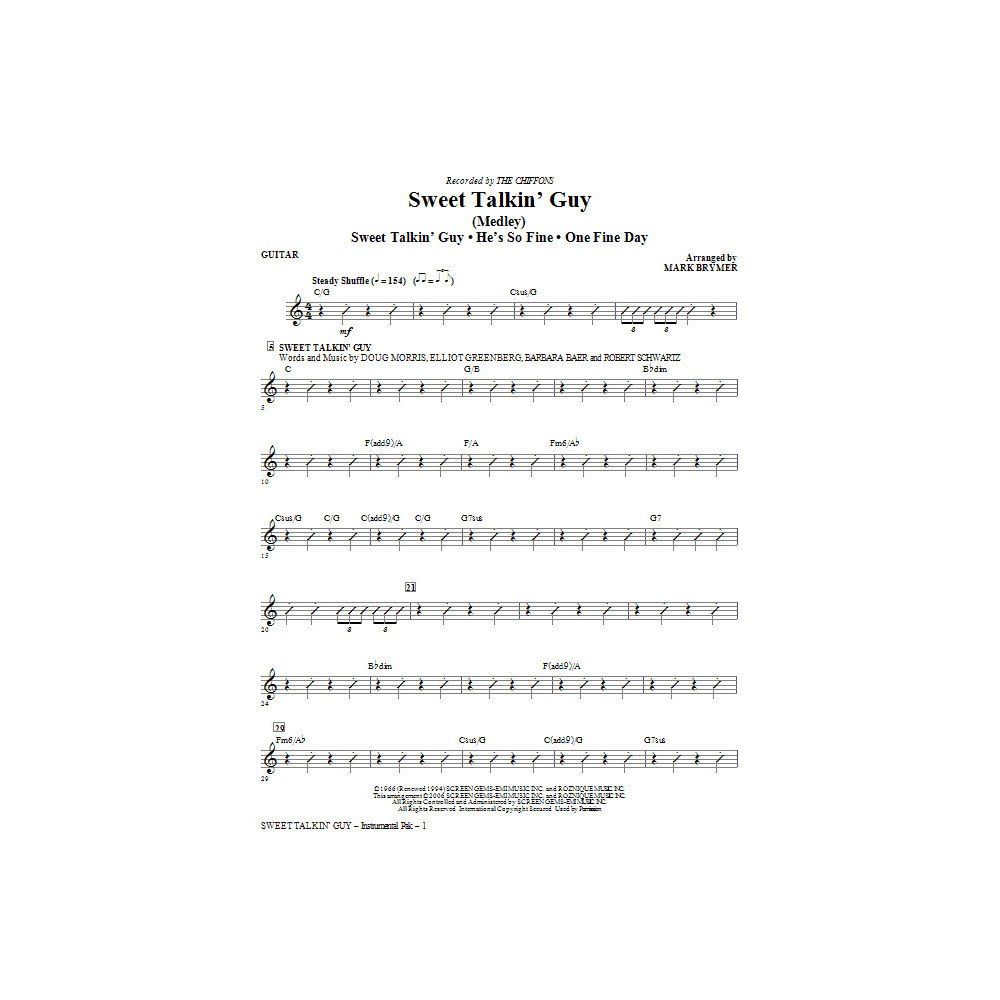Sweet Talkin' Guy - Music Of The Chiffons (Medley) - Guitar