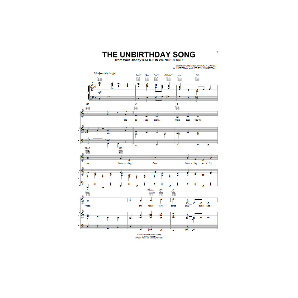 Das Unbirthday Song (aus Alice In Wonderland)