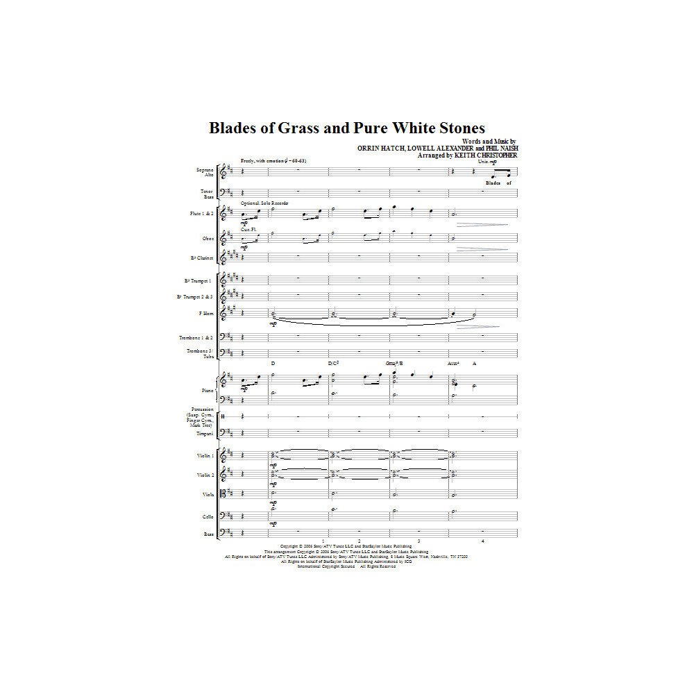 Blades Of Grass And Pure White Stones - Full Score