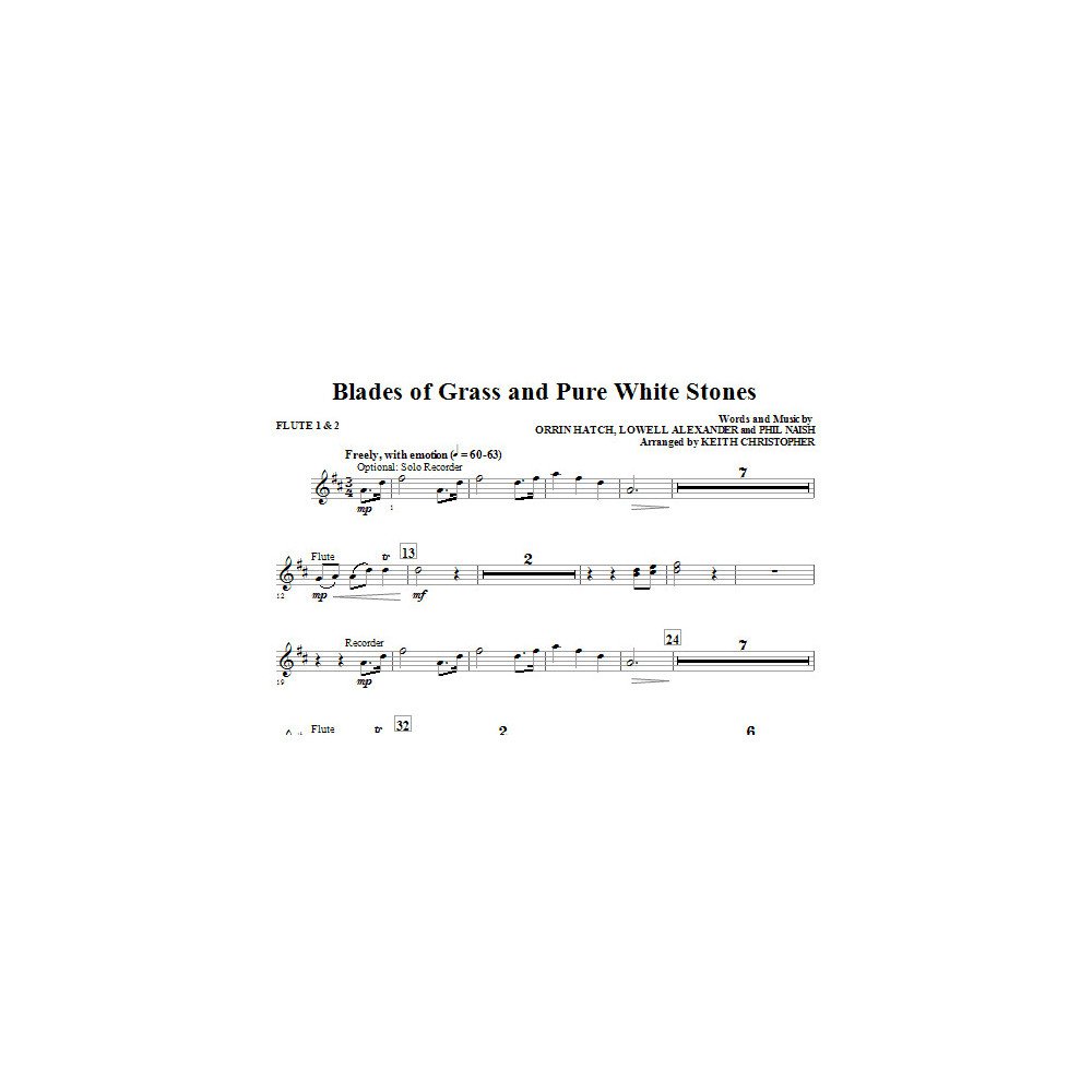 Blades Of Grass And Pure White Stones - Flute 1 & 2